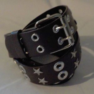 HAD IT TOO LONG GOTTA GO Brown belt double buckle sz M up to 36"